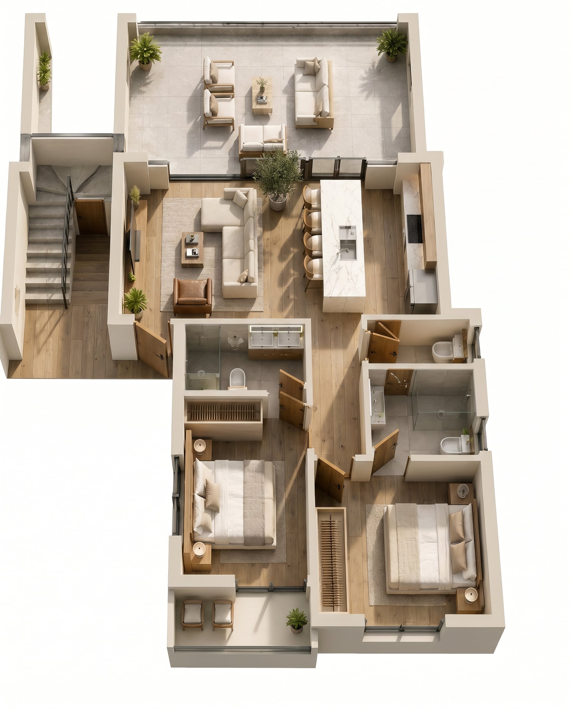 Representative two-bedroom floor plan; exact unit assignment to be confirmed